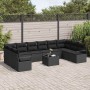Conjunto de sofá de jardín 11 pcs Negro Poliratán
