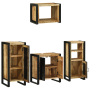 Juego de muebles de baño 4 pcs Marrón Madera de mango maciza