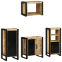 Juego de muebles de baño 4 pcs Marrón Madera de mango maciza