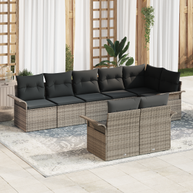 Conjunto de Sofá de Jardín de 8 Piezas con Cojines Gris