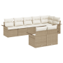 Conjunto de Sofá de Jardín de 8 Piezas con Cojines Beige Ratán