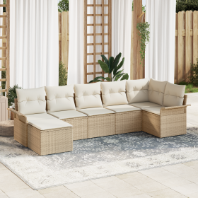Juego de Sofá de Jardín Conjunto de 4 Beige y blanco