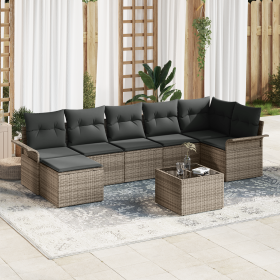 Conjunto de Sofá de Jardín de 7 Piezas con Cojines Negro