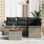 Set de Sofás de Jardín de 5 Piezas con Cojines Gris Poliratán