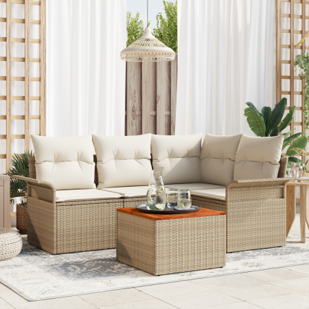 Conjunto de Sofá de Jardín de 5 Piezas con Cojines Beige