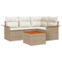 Conjunto de Sofá de Jardín de 5 Piezas con Cojines Beige