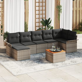 Conjunto de Sofás de Jardín de 8 Piezas con Cojines Gris
