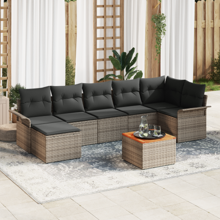 Conjunto de Sofás de Jardín de 8 Piezas con Cojines Gris
