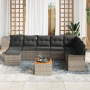Set de Sofás de Jardín de 9 Piezas con Cojines Gris Poliratán