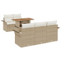 Conjunto de Sofá de Jardín de 6 Piezas con Cojines Beige de
