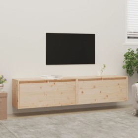 Wall-mounted cabinet, 2 units, solid pine wood, 80x30x35 cm by vidaXL, Shelves and shelves - Ref: Foro24-813456, Price: 126,6...