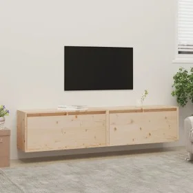 Wall-mounted cabinet, 2 units, solid pine wood, 80x30x35 cm by vidaXL, Shelves and shelves - Ref: Foro24-813456, Price: 124,6...