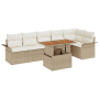 Conjunto de Sofá de Jardín de 7 Piezas con Cojines Beige de