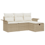 Conjunto de Sofá de Jardín de 4 Piezas con Cojines Beige de