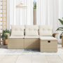 Conjunto de Sofá de Jardín de 4 Piezas con Cojines Beige de