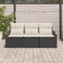 Conjunto de sofá de jardín 3 pcs Negro Poliratán
