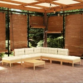 Garden furniture 8 pieces cream pine wood cushions by vidaXL, Garden sets - Ref: Foro24-3096328, Price: 566,47 €, Discount: %