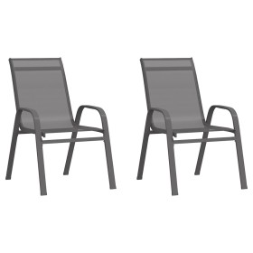 Stackable garden chairs 2 units gray textilene by vidaXL, Garden chairs - Ref: Foro24-318778, Price: 77,60 €, Discount: %
