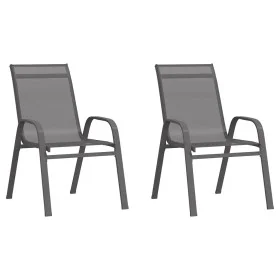 Stapelbare Gartenstühle 2 Einheiten graues Textilene von vidaXL, Gartenstühle - Ref: Foro24-318778, Preis: 99,87 €, Rabatt: %