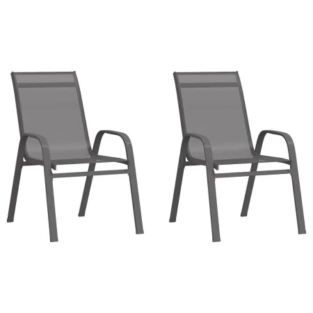 Stackable garden chairs 2 units gray textilene by vidaXL, Garden chairs - Ref: Foro24-318778, Price: 99,78 €, Discount: %