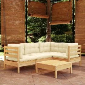 Garden furniture 5 pieces cream pine wood cushions by vidaXL, Garden sets - Ref: Foro24-3096376, Price: 382,34 €, Discount: %