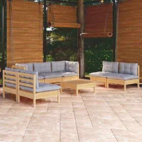 Garden furniture set 8 pieces and cushions solid pine wood by vidaXL, Garden sets - Ref: Foro24-3096225, Price: 636,94 €, Dis...