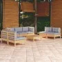 Garden furniture set 8 pieces and cushions solid pine wood by vidaXL, Garden sets - Ref: Foro24-3096225, Price: 636,94 €, Dis...