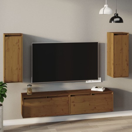 Wandschrank 2 Stück honigbraunes Kiefernholz 30x30x80 cm von vidaXL, Regale und Regale - Ref: Foro24-813502, Preis: 77,43 €, ...