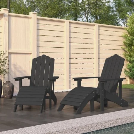 Adirondack Gartenstühle 2 Stück mit Fußstütze HDPE Anthrazit von vidaXL, Gartenstühle - Ref: Foro24-3095697, Preis: 402,65 €,...