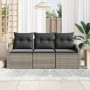 Conjunto de sofá de jardín 3 pcs Gris Poliratán
