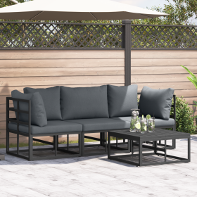 Conjunto de sofá de jardín 4 pcs Negro 70 x 70 x 32 cm Aluminio