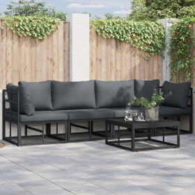 Conjunto de sofá de jardín 5 pcs Negro 70 x 70 x 32 cm Aluminio