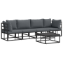 Conjunto de sofá de jardín 5 pcs Negro 70 x 70 x 32 cm Aluminio