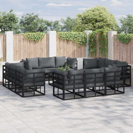 Conjunto de sofá de jardín 12 pcs Negro 213 x 71.5 x 71 cm