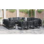 Conjunto de sofá de jardín 12 pcs Negro 213 x 71.5 x 71 cm