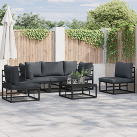 Conjunto de sofá de jardín 5 pcs Negro 213 x 71.5 x 71 cm