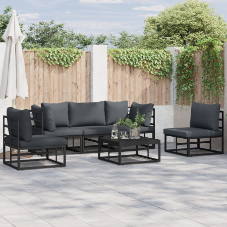 Conjunto de sofá de jardín 5 pcs Negro 213 x 71.5 x 71 cm