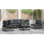 Conjunto de sofá de jardín 5 pcs Negro 213 x 71.5 x 71 cm