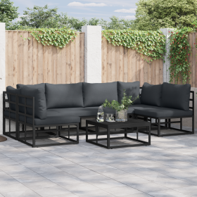 Conjunto de sofá de jardín 6 pcs Negro 283 x 141.5 x 71 cm