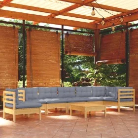Gartenmöbel-Set 9-teilig und Kissen aus massivem Kiefernholz von vidaXL, Gartensets - Ref: Foro24-3096736, Preis: 649,18 €, R...