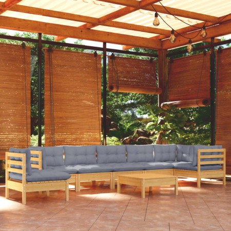 Gartenmöbel-Set 9-teilig und Kissen aus massivem Kiefernholz von vidaXL, Gartensets - Ref: Foro24-3096736, Preis: 648,55 €, R...