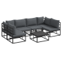 Conjunto de sofá de jardín 7 pcs Negro 70 x 70 x 32 cm Aluminio