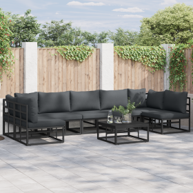 Conjunto de sofá de jardín 7 pcs Negro 353 x 141.5 x 71 cm
