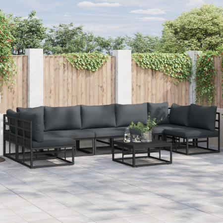 Conjunto de sofá de jardín 7 pcs Negro 353 x 141.5 x 71 cm