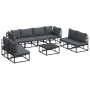 Conjunto de sofá de jardín 9 pcs Negro 70 x 70 x 32 cm Aluminio