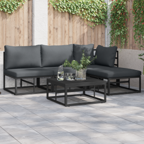 Conjunto de sofá de jardín 5 pcs Negro 70 x 70 x 32 cm Aluminio