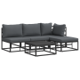 Conjunto de sofá de jardín 5 pcs Negro 70 x 70 x 32 cm Aluminio