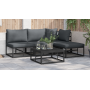 Conjunto de sofá de jardín 5 pcs Negro 70 x 70 x 32 cm Aluminio