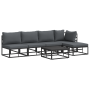 Conjunto de sofá de jardín 6 pcs Negro 70 x 70 x 32 cm Aluminio
