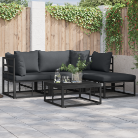 Conjunto de sofá de jardín 4 pcs Negro 213 x 141.5 x 71 cm